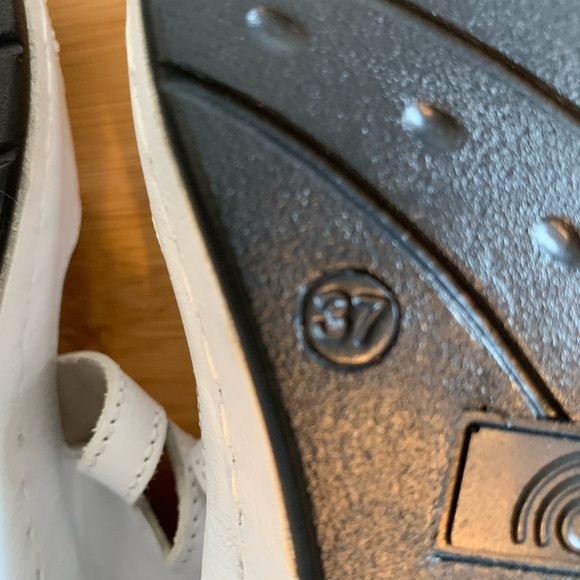 White and Tan Sandals with Perforated Strap Design - Picture 9 of 11